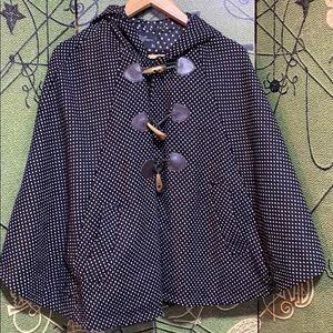 Polka Dot Hooded Cape with Pockets